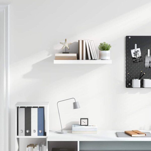 Plovoucí nástěnná police bílá vysoký lesk 60x23,5x3,8 cm MDF 323748