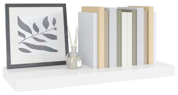 Plovoucí nástěnná police bílá vysoký lesk 60x23,5x3,8 cm MDF 323748