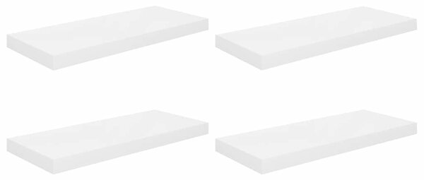 Plovoucí nástěnné police 4 ks lesklé bílé 60x23,5x3,8 cm MDF 323750