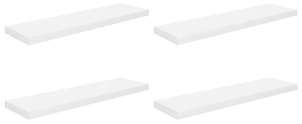 Plovoucí nástěnné police 4 ks lesklé bílé 90x23,5x3,8 cm MDF 323756