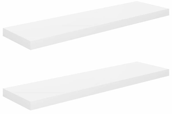 Plovoucí nástěnné police 2 ks lesklé bílé 90x23,5x3,8 cm MDF 323755