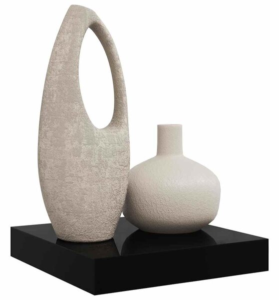 Plovoucí nástěnná police černá vysoký lesk 23x23,5x3,8 cm MDF 323760