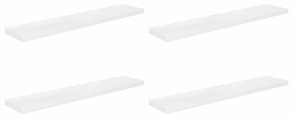 Plovoucí nástěnné police 4 ks lesklé bílé 120x23,5x3,8 cm MDF 323759