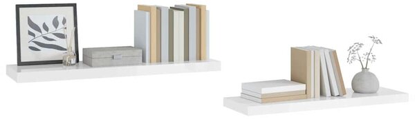 Plovoucí nástěnné police 2 ks lesklé bílé 90x23,5x3,8 cm MDF 323755