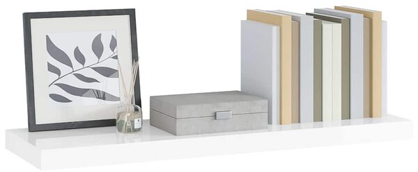 Plovoucí nástěnná police bílá vysoký lesk 90x23,5x3,8 cm MDF 323754
