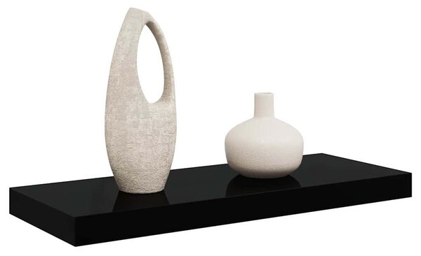 Plovoucí nástěnná police černá vysoký lesk 60x23,5x3,8 cm MDF 323769