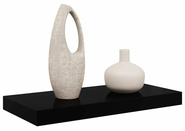 Plovoucí nástěnná police černá vysoký lesk 50 x 23,5 x 3,8 cm MDF 323766