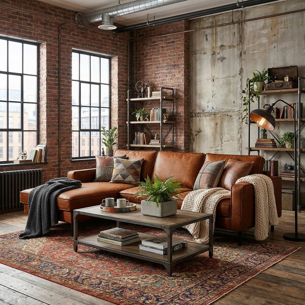 ROHOVÁ SEDAČKA, textil, kůže, koňaková Livetastic - Sedací soupravy, Online Only