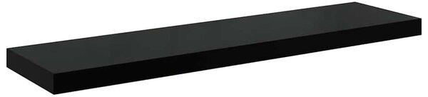 Plovoucí nástěnná police černá vysoký lesk 90x23,5x3,8 cm MDF 323775