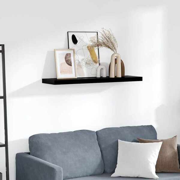 Plovoucí nástěnná police černá vysoký lesk 90x23,5x3,8 cm MDF 323775