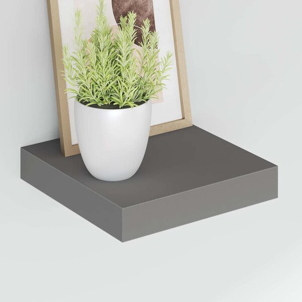 Plovoucí nástěnné police 4 ks lesklé šedé 23x23,5x3,8 cm MDF 323783