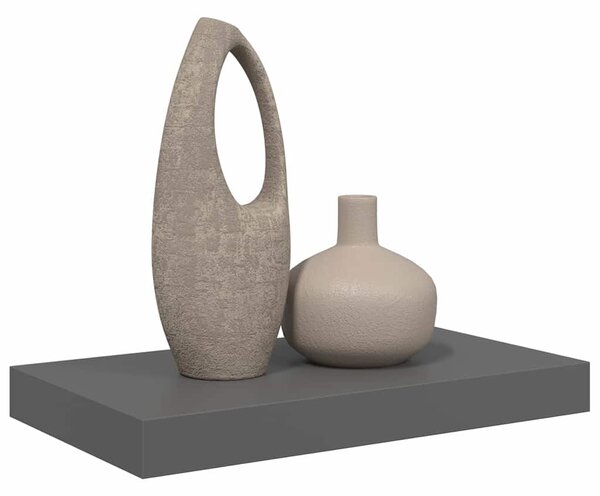 Plovoucí nástěnná police šedá vysoký lesk 40 x 23,5 x 3,8 cm MDF 323784