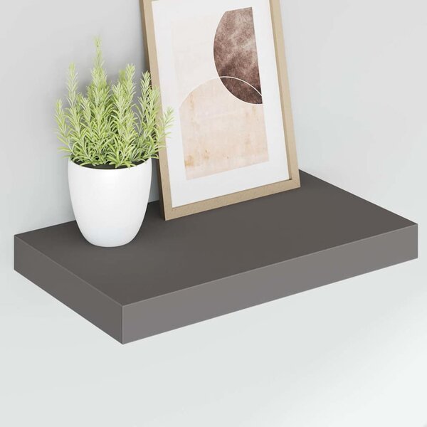 Plovoucí nástěnné police 2 ks šedé vysoký lesk 40x23,5x3,8 cm MDF 323785