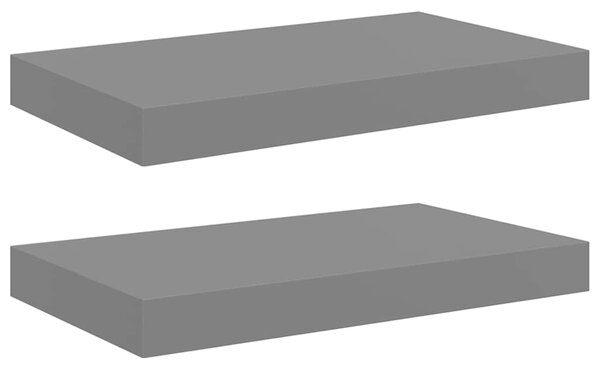 Plovoucí nástěnné police 2 ks šedé vysoký lesk 40x23,5x3,8 cm MDF 323785