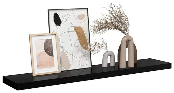 Plovoucí nástěnná police černá vysoký lesk 120x23,5x3,8 cm MDF 323778