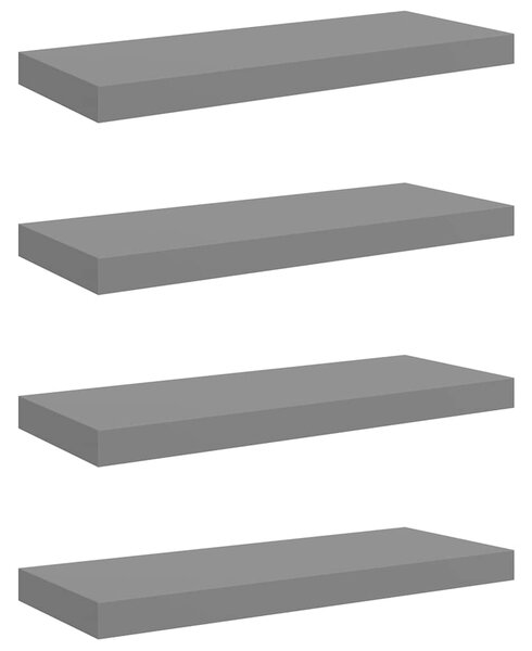 Plovoucí nástěnné police 4 ks lesklé šedé 60x23,5x3,8 cm MDF 323792