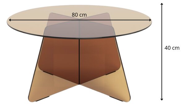 Actona Skleněný konferenční stolek Samos 80 cm hnědý
