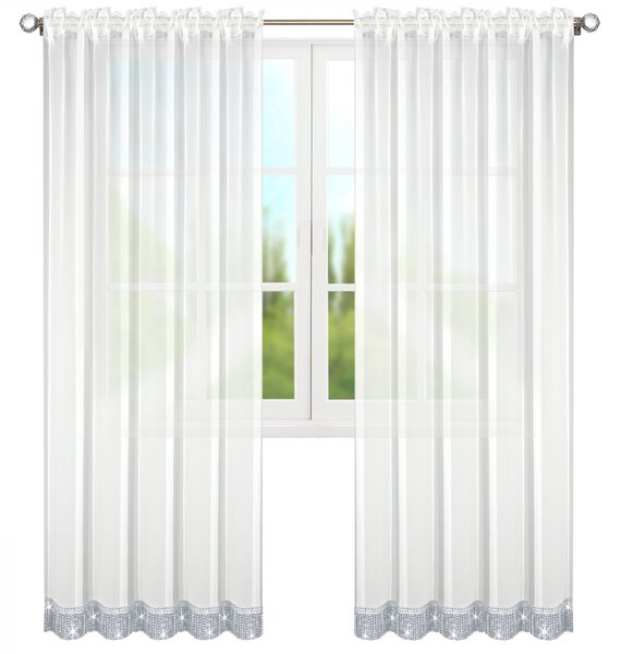 Dekorační záclona s řasící páskou AURELIE bílá 145x250 cm (cena za 1 kus) MyBestHome