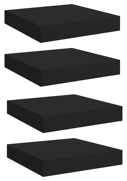 Plovoucí nástěnné police 4 ks černé 23 x 23,5 x 3,8 cm MDF 323825