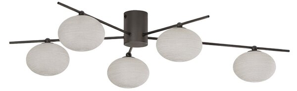 Stropní Lampa Lindby, Valisa, stmívatelné, Černá, Obývací pokoj, Sklo