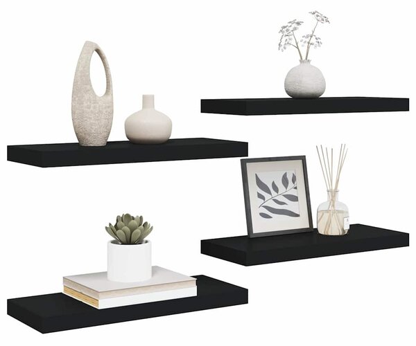 Plovoucí nástěnné police 4 ks černé 60 x 23,5 x 3,8 cm MDF 323834