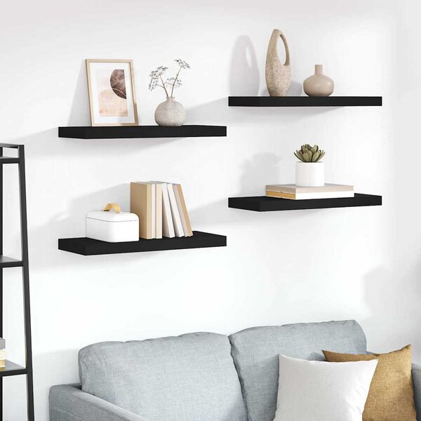 Plovoucí nástěnné police 4 ks černé 60 x 23,5 x 3,8 cm MDF 323834