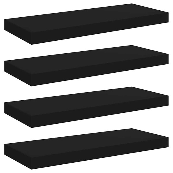Plovoucí nástěnné police 4 ks černé 60 x 23,5 x 3,8 cm MDF 323834