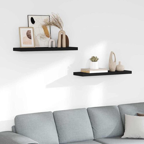 Plovoucí nástěnné police 2 ks černé 80 x 23,5 x 3,8 cm MDF 323836