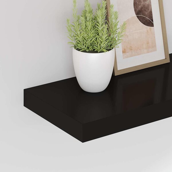 Plovoucí nástěnné police 2 ks černé 80 x 23,5 x 3,8 cm MDF 323836