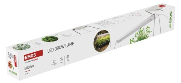 EMOS LED GROW pěstební lampa na sazenice 15W, časovač, bílá