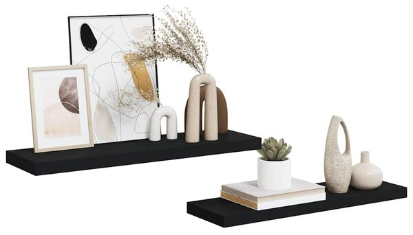 Plovoucí nástěnné police 2 ks černé 80 x 23,5 x 3,8 cm MDF 323836