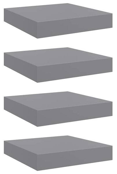 Plovoucí nástěnné police 4 ks šedé 23 x 23,5 x 3,8 cm MDF 323846