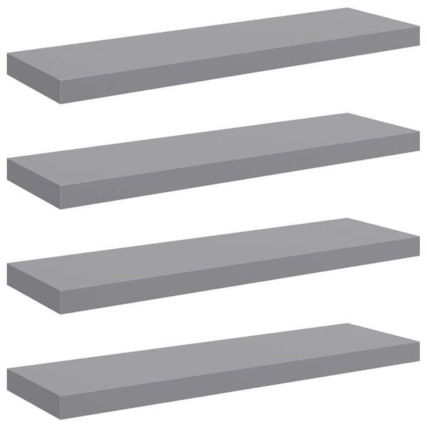 Plovoucí nástěnné police 4 ks šedé 80 x 23,5 x 3,8 cm MDF 323858
