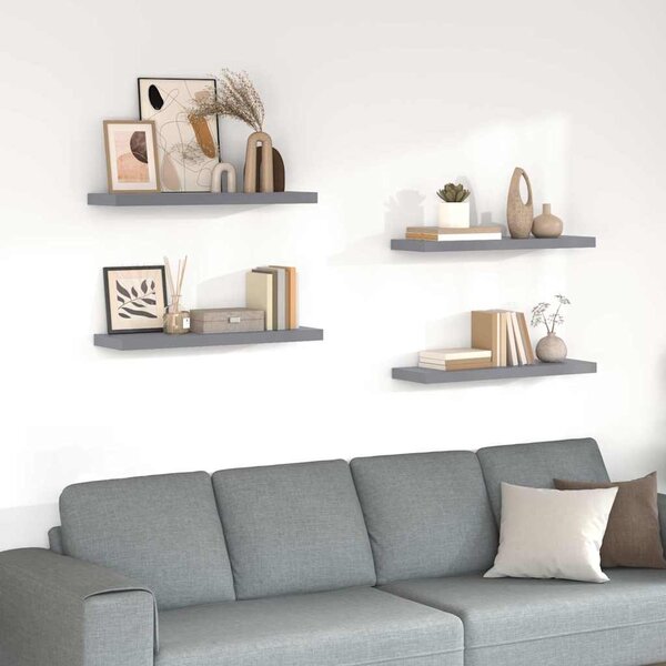Plovoucí nástěnné police 4 ks šedé 80 x 23,5 x 3,8 cm MDF 323858