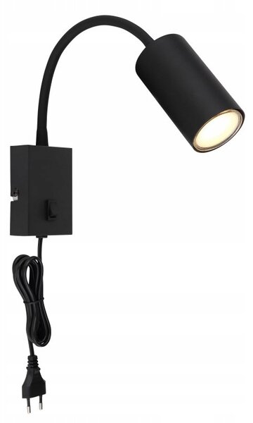 Nástěnná lampa s vypínačem do ložnice GU10 25W flexibilní černá Robby 57911WB Globo