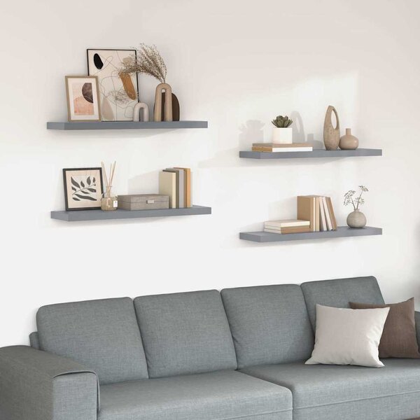 Plovoucí nástěnné police 4 ks šedé 90 x 23,5 x 3,8 cm MDF 323861