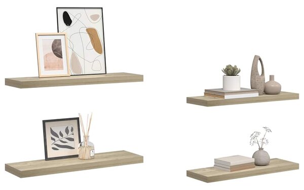 Plovoucí nástěnné police 4 ks dub 80 x 23,5 x 3,8 cm MDF 323879