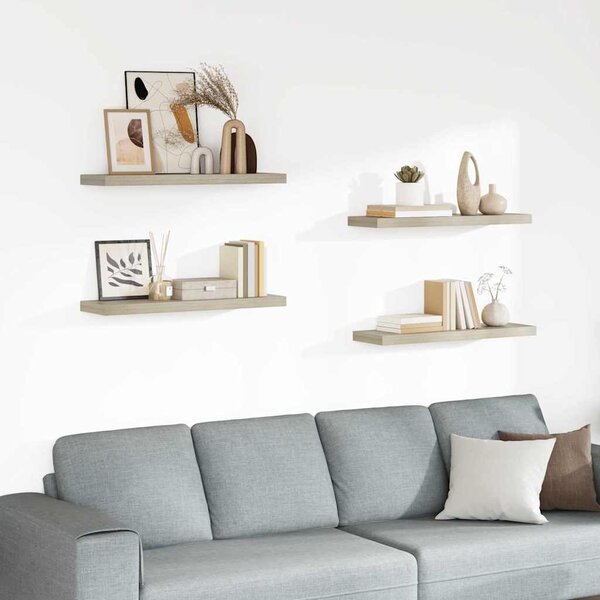 Plovoucí nástěnné police 4 ks dub 80 x 23,5 x 3,8 cm MDF 323879