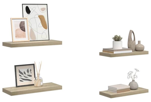 Plovoucí nástěnné police 4 ks dub 60 x 23,5 x 3,8 cm MDF 323876