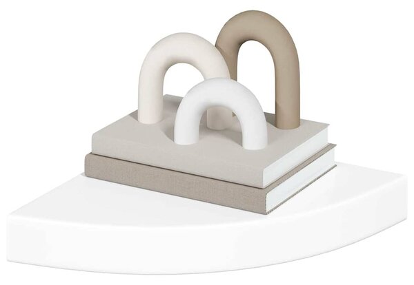 Plovoucí rohové police 2 ks, vysoce lesklé bílé, 25 x 25 x 3,8 cm, MDF 323887