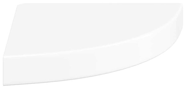 Plovoucí rohové police 2 ks, vysoce lesklé bílé, 25 x 25 x 3,8 cm, MDF 323887