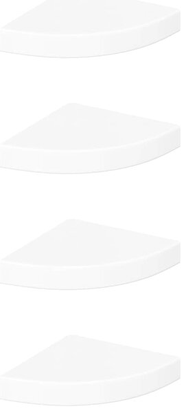 Plovoucí rohové police 4 ks, vysoce lesklé bílé, 25 x 25 x 3,8 cm, MDF 323888