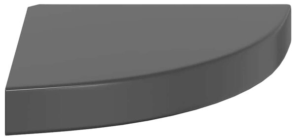 Plovoucí rohová police černá vysoký lesk 25 x 25 x 3,8 cm MDF 323889