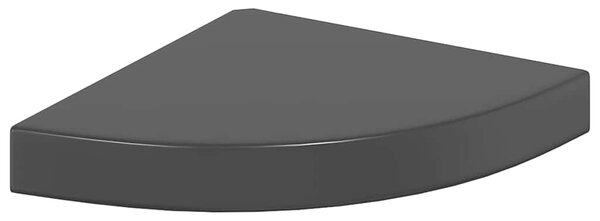 Plovoucí rohová police černá vysoký lesk 25 x 25 x 3,8 cm MDF 323889