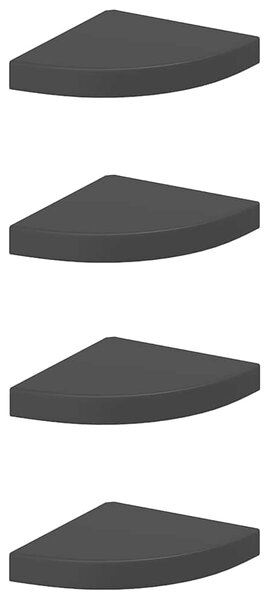 Plovoucí rohové police 4 ks černé 25 x 25 x 3,8 cm MDF 323900