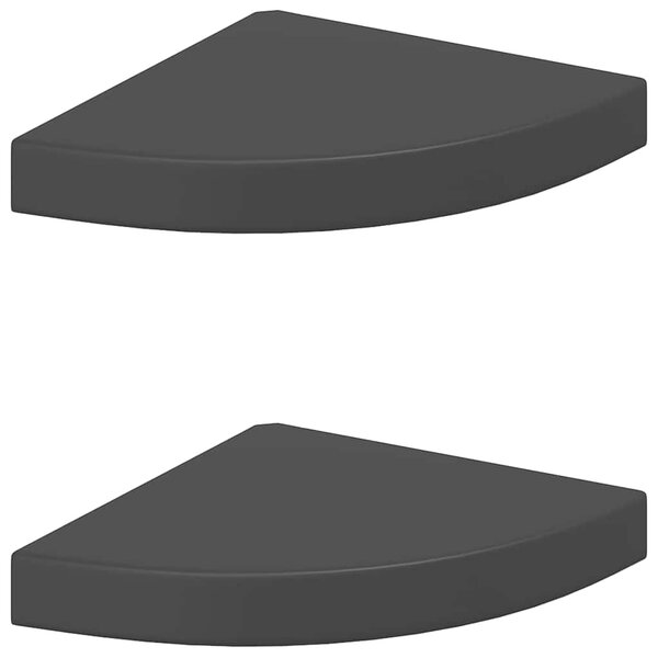 Plovoucí rohové police 2 ks černé 25 x 25 x 3,8 cm MDF 323899