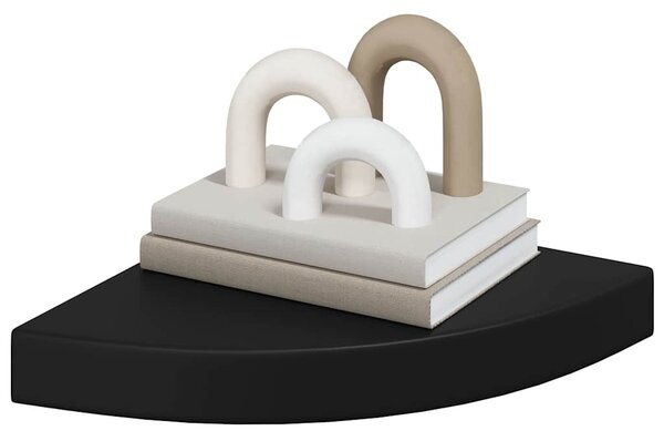 Plovoucí rohová police černá 25 x 25 x 3,8 cm MDF 323898