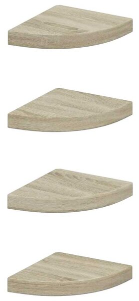 Plovoucí rohové police 4 ks dub 25 x 25 x 3,8 cm MDF 323906