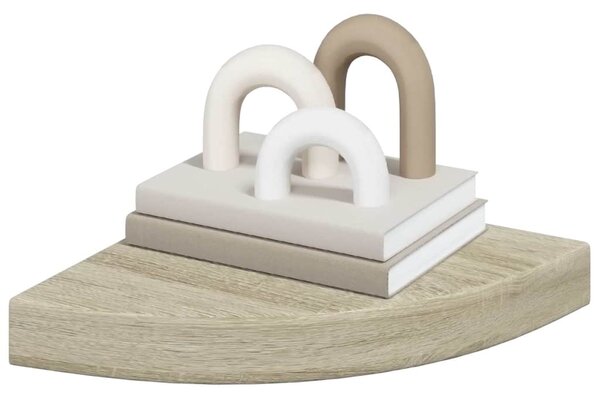 Plovoucí rohové police 2 ks dub 25 x 25 x 3,8 cm MDF 323905