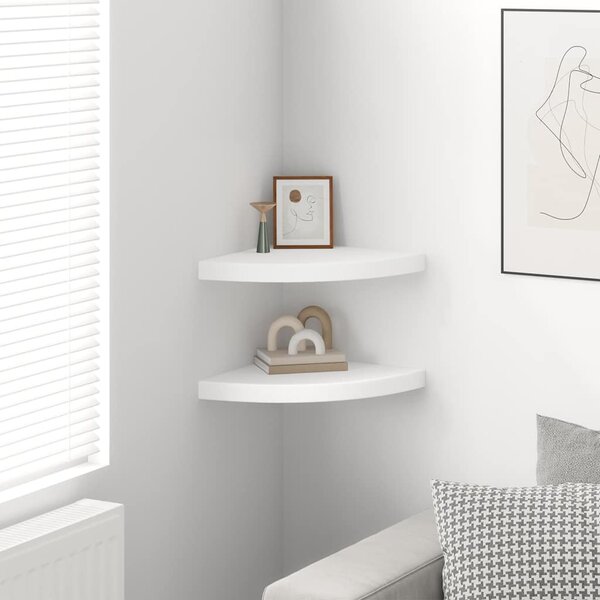 Plovoucí rohové police 2 ks bílé 35x35x3,8 cm MDF 323917